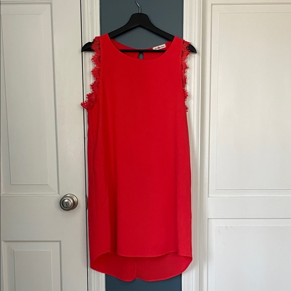 Key‎ to My Heart Shift Dress Womens Small Red Excellent Lace Trim Sleeveless